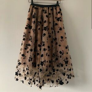 Long Maxi Skirt Womens S Black Velvet Flowers Whimsigoth Fairy Grunge Romantic